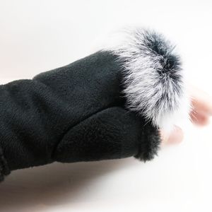 ADRIENNE LANDAU 100% Genuine Fur Trimmed Gloves